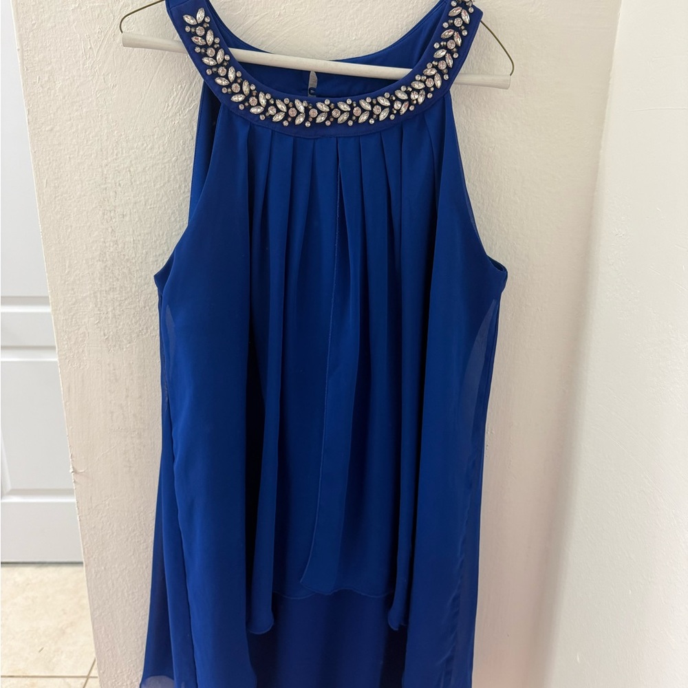 Enfocus Studio Royal Blue Dress with Crystal Accents